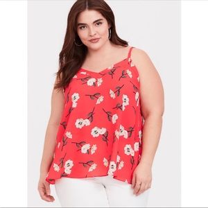 Torrid coral floral sleeveless sophie georgette swing cami blouse top size 1x